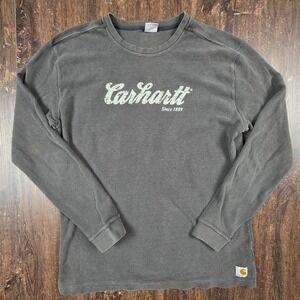 Carhartt Shirt Mens Large Brown Thermal Long Sleeve Crewneck Workwear Cotton